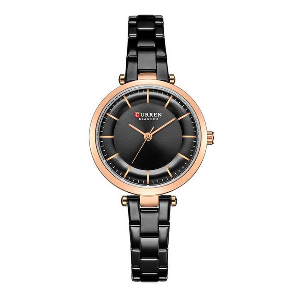 CURREN  Black Stainless Steel Analog Watch For Women - Rose Gold & Black